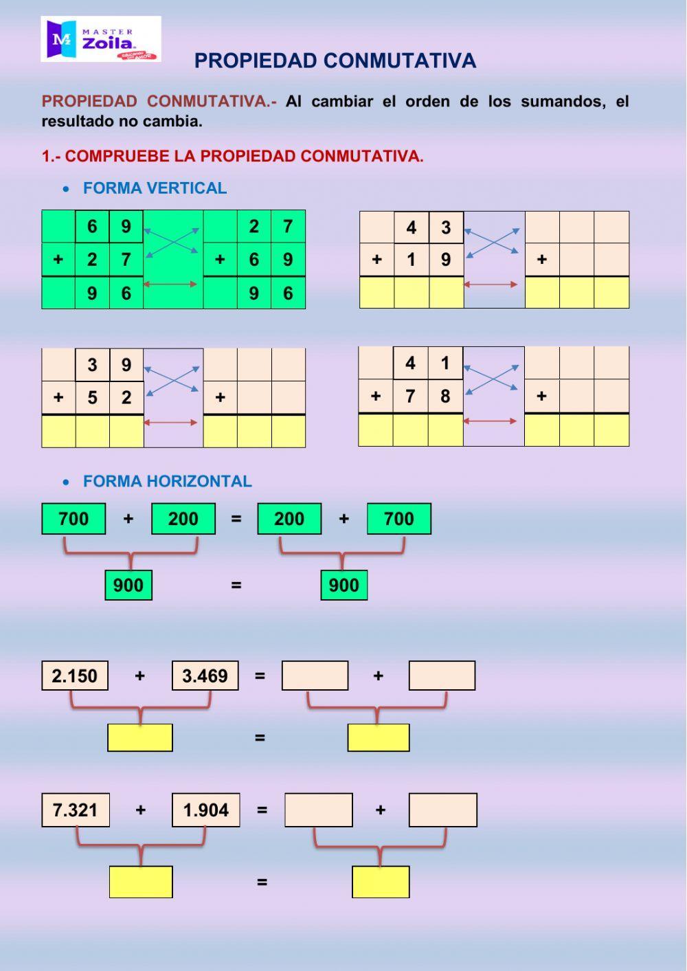 Propiedad conmutativa Propiedad conmutativa