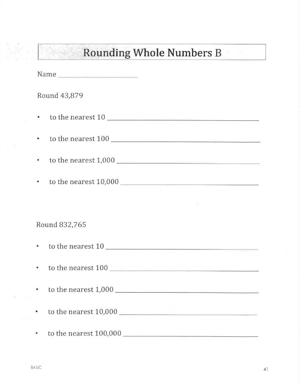 Rounding Whole Numbers B