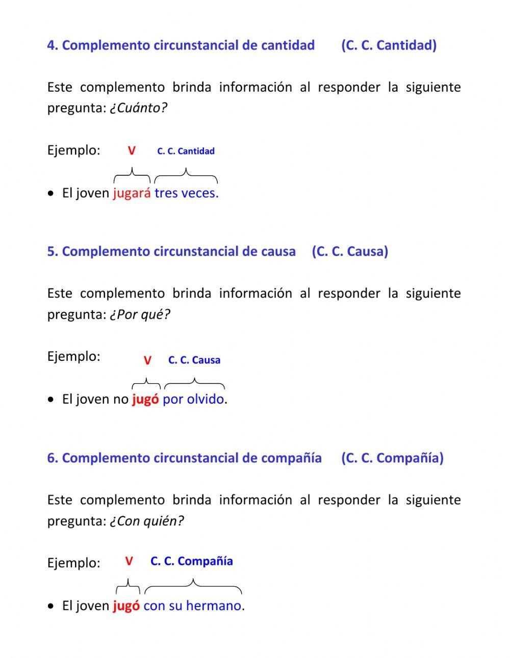7° - Complementos del Verbo - Teoría