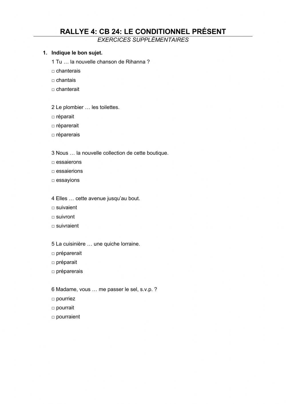 Le conditionnel présent