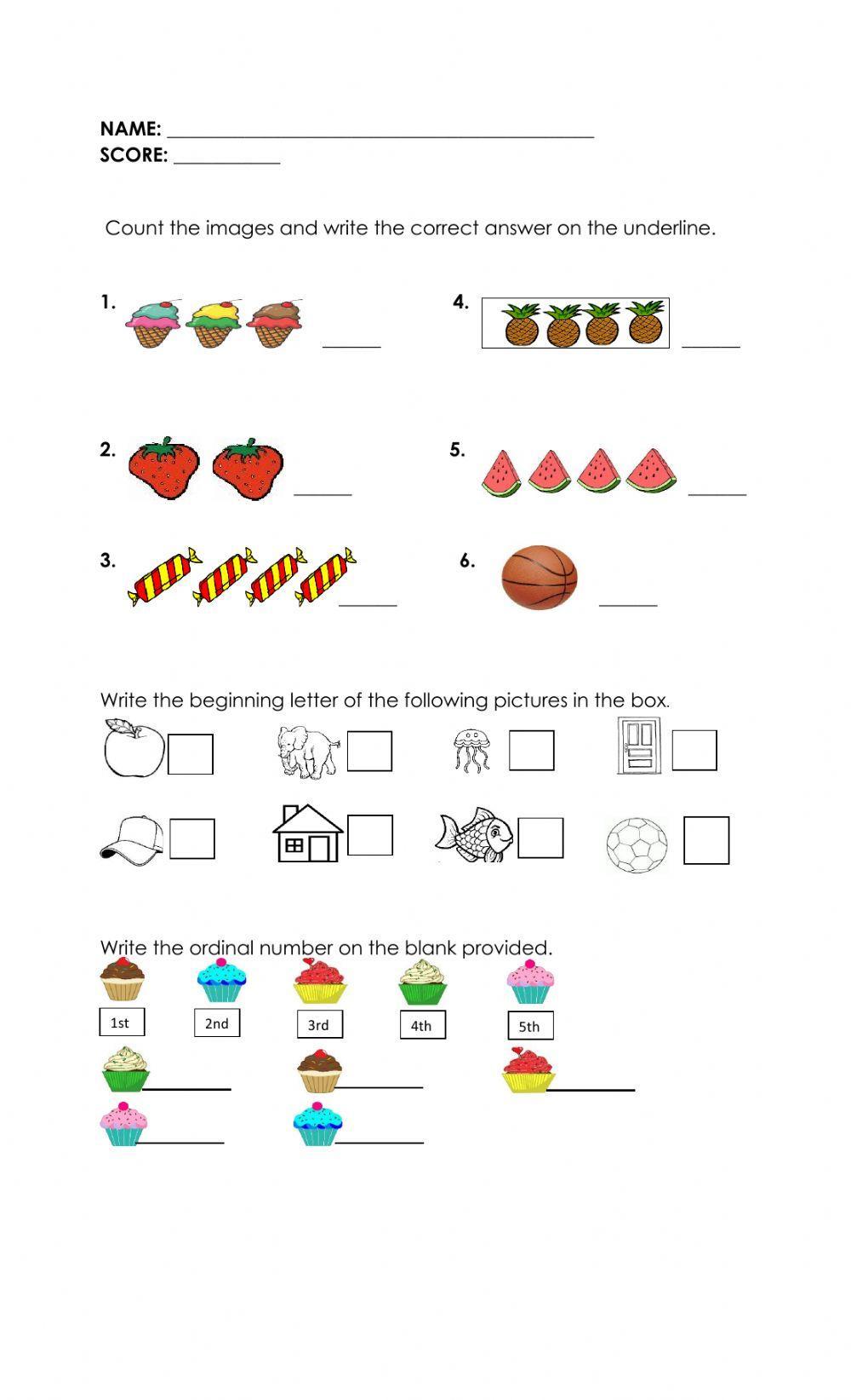 Kindergarten worksheet