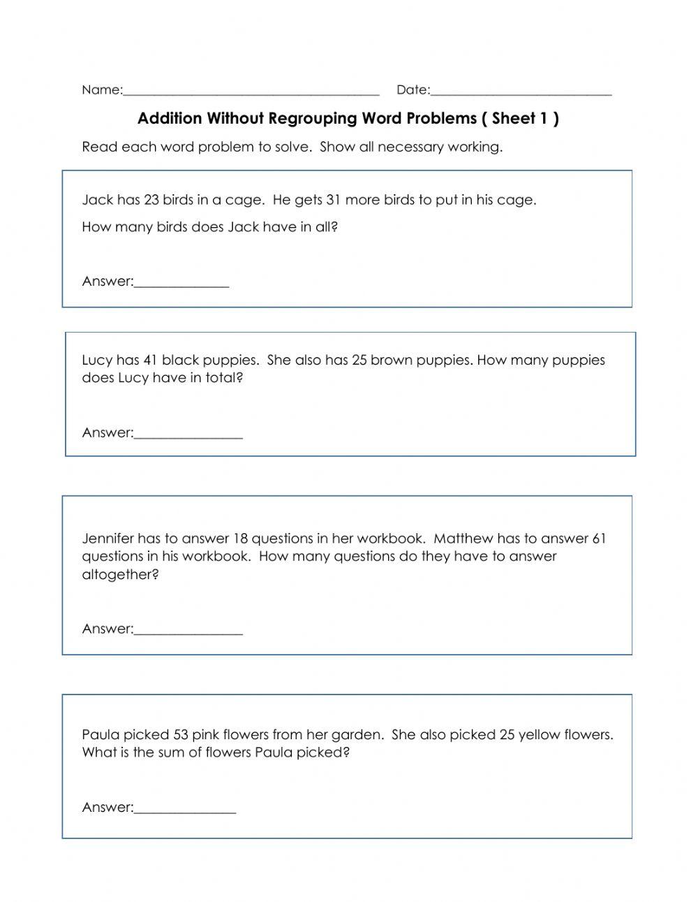 Addition Using Whole Numbers