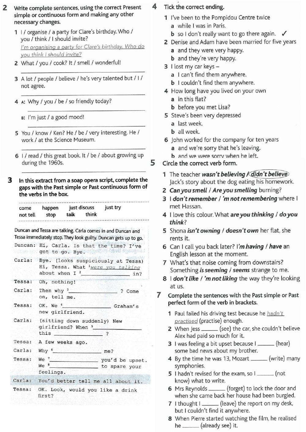 Past and Present verb forms