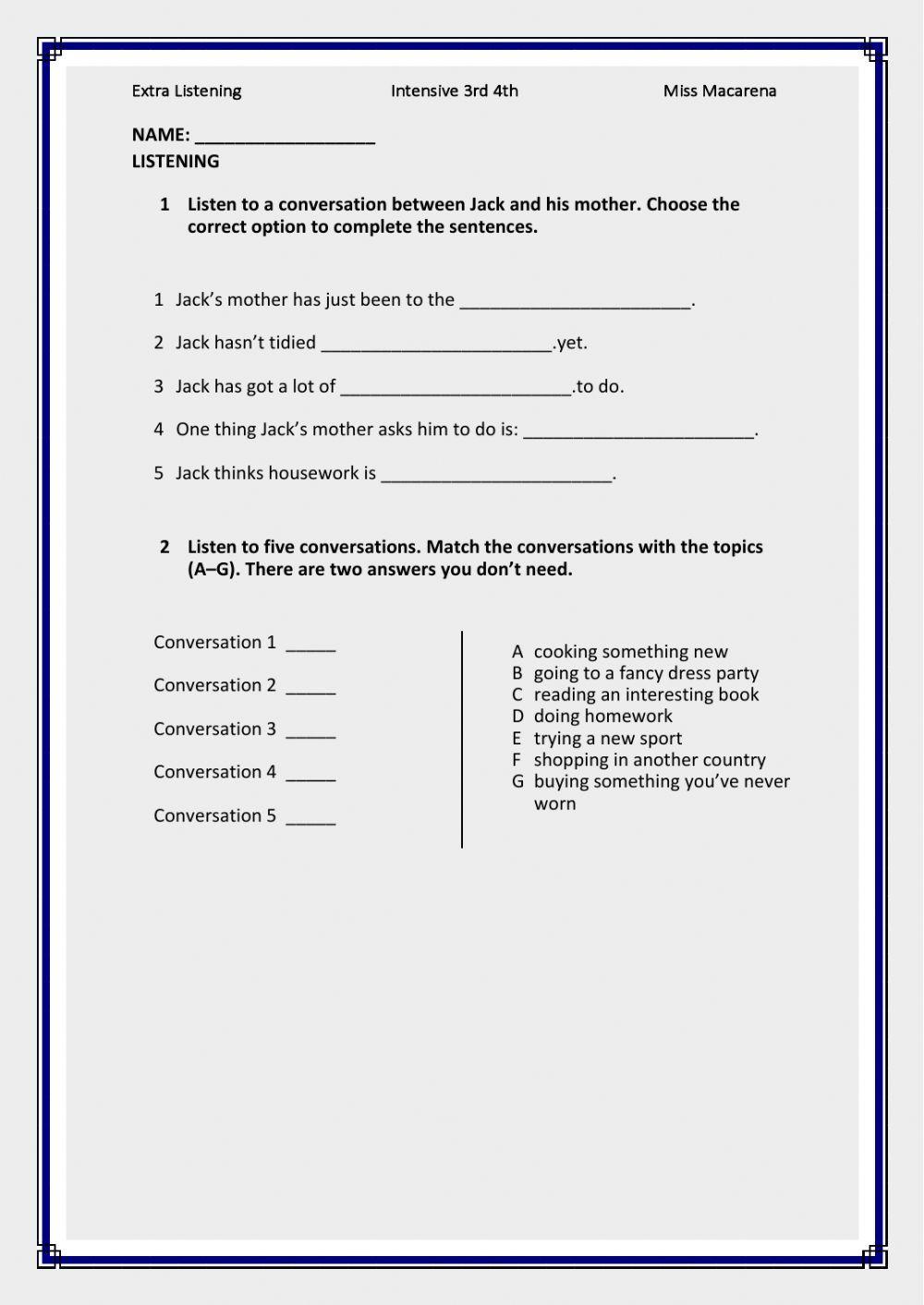 Extra listening pre-intermediate