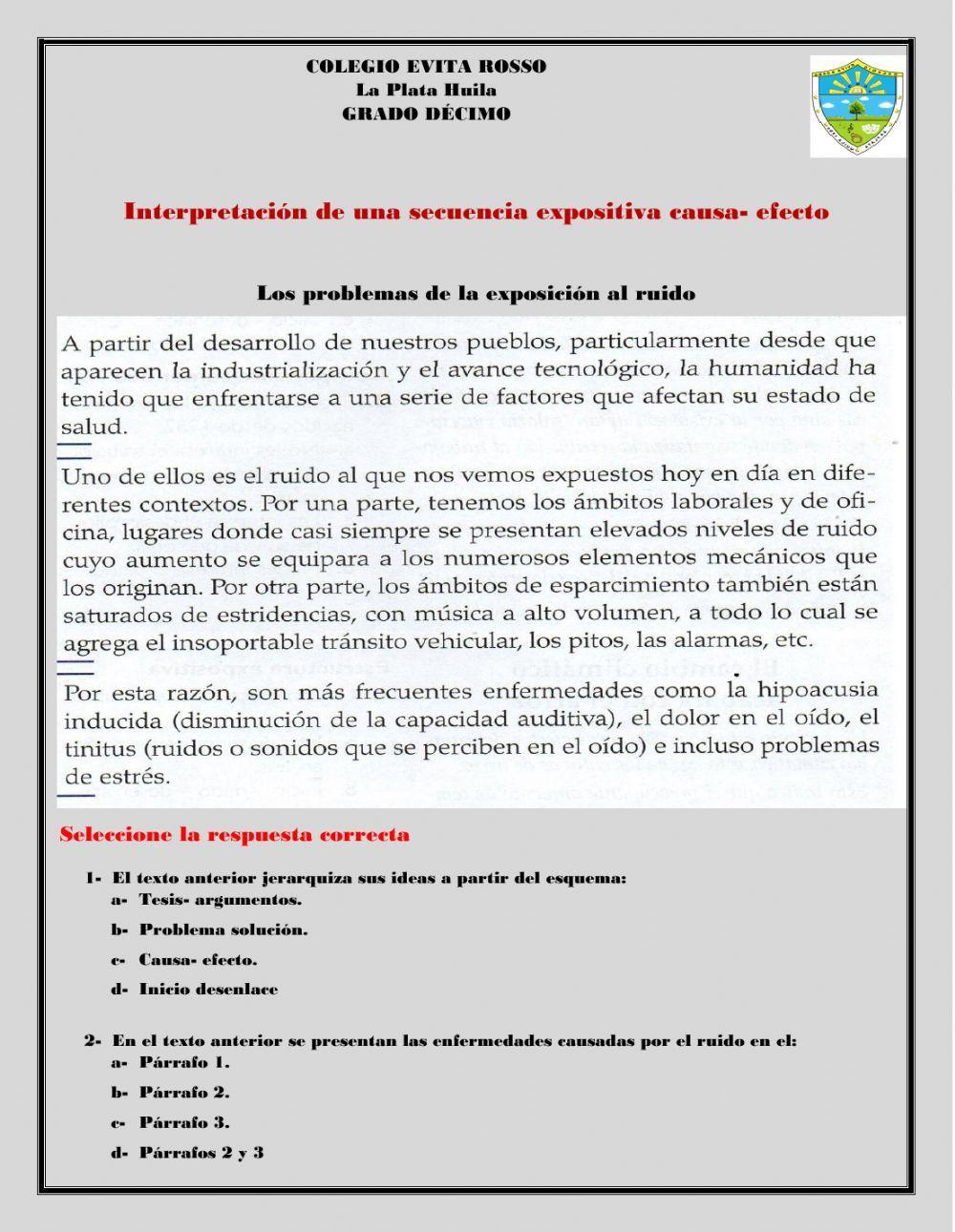 Secuencia expositiva causa- efecto