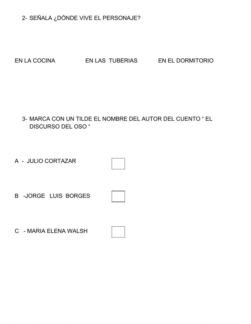 Comprensión lectora Cortazar