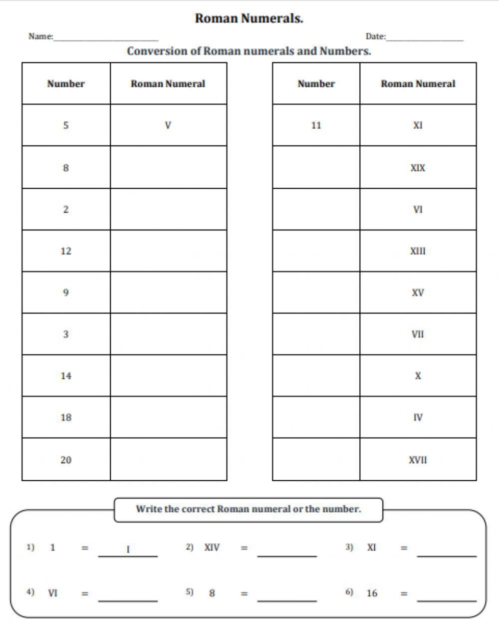 Math Roman Numerals Math Roman Numerals