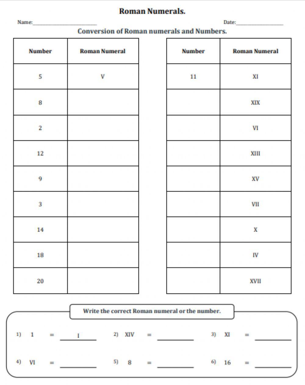 Math Roman Numerals