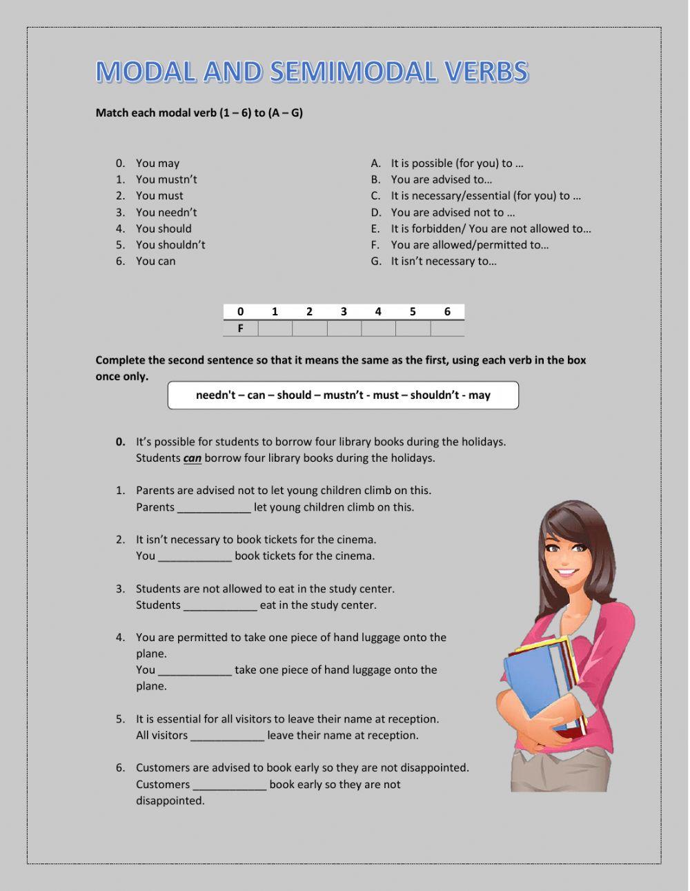 Modal and semi modal verbs