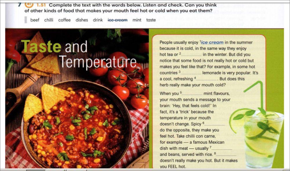 Listening vocabulary food