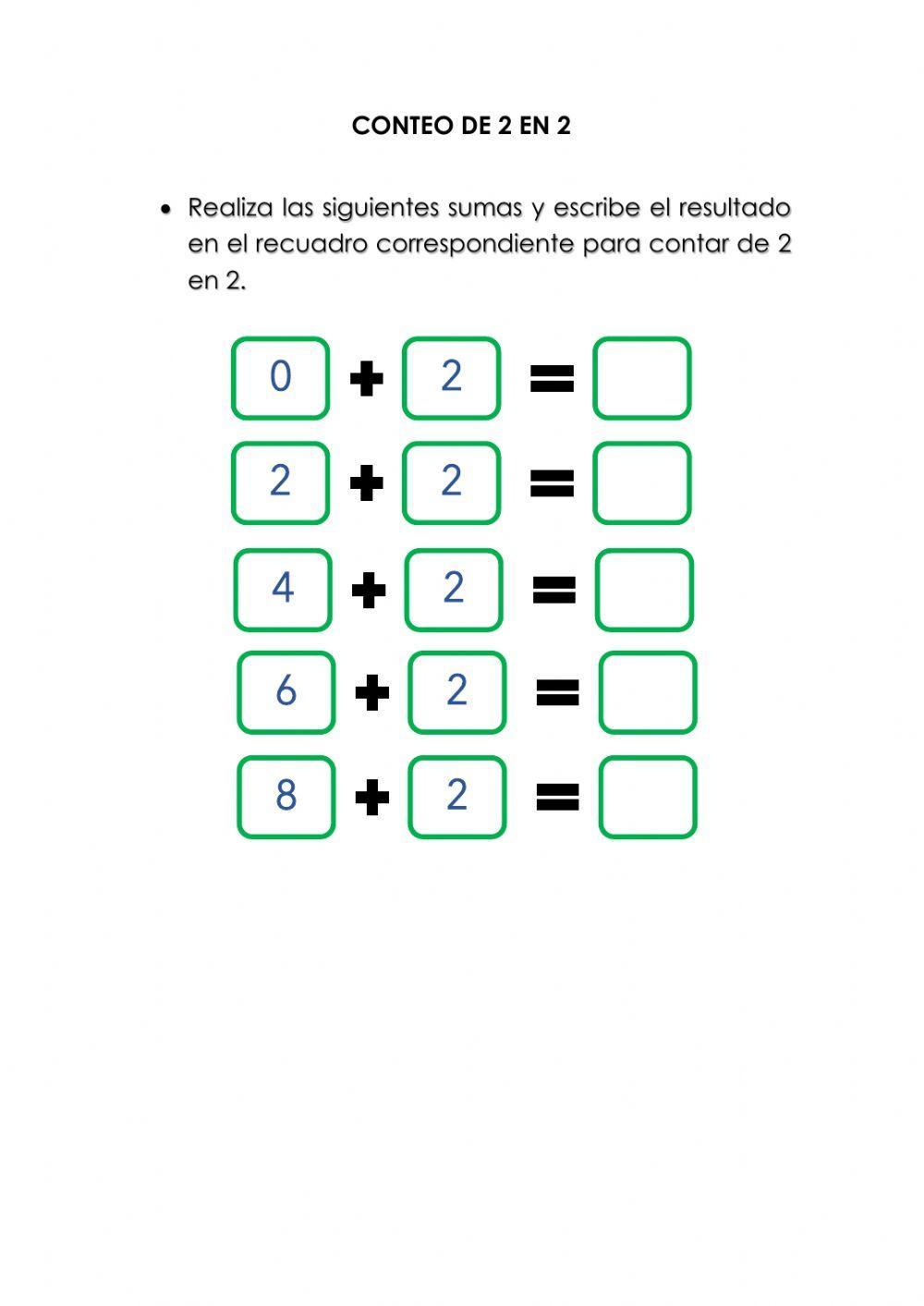 Conteo de 2 en 2, 5 en 5 y 10 en 10