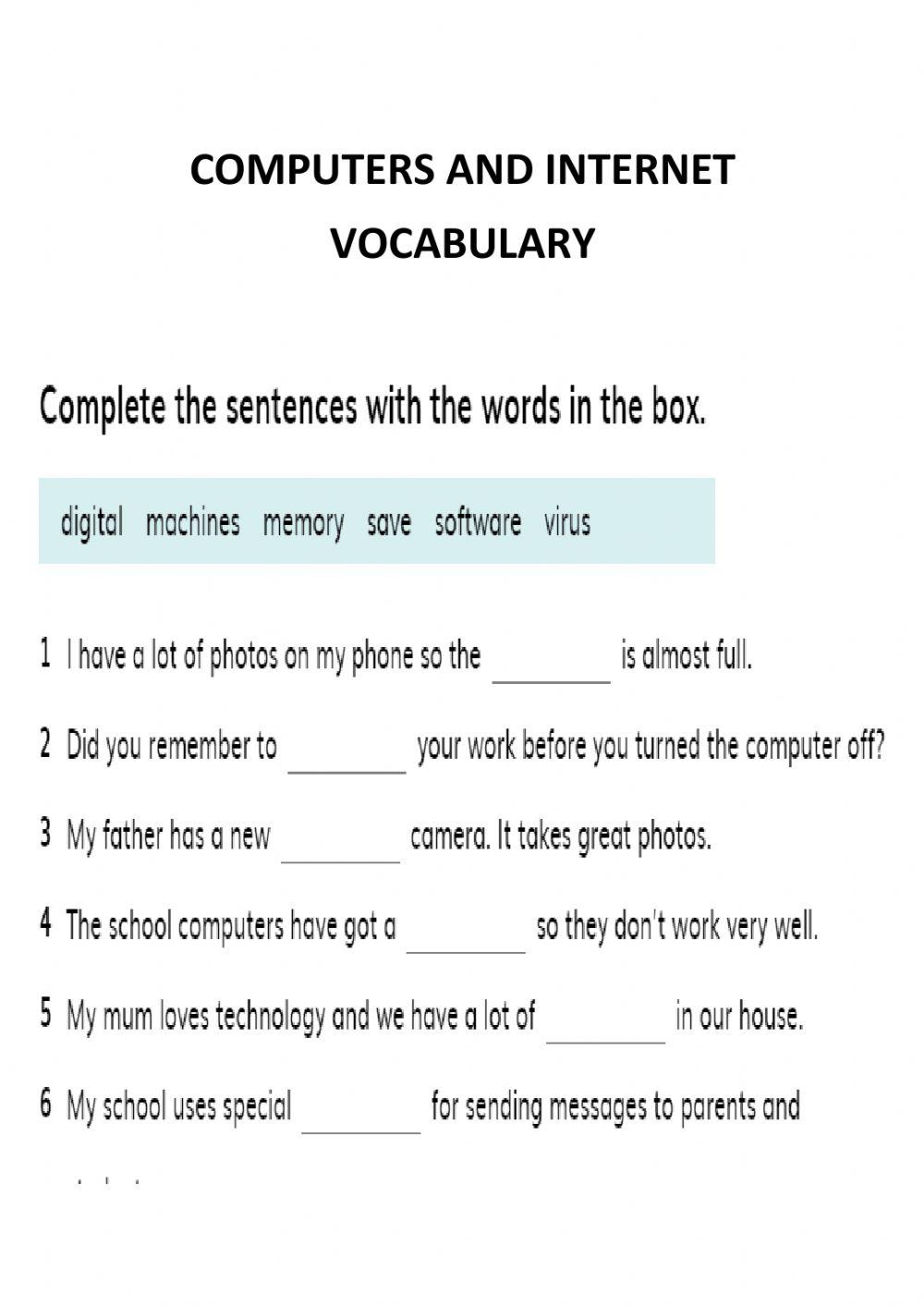 Computers vocabulary