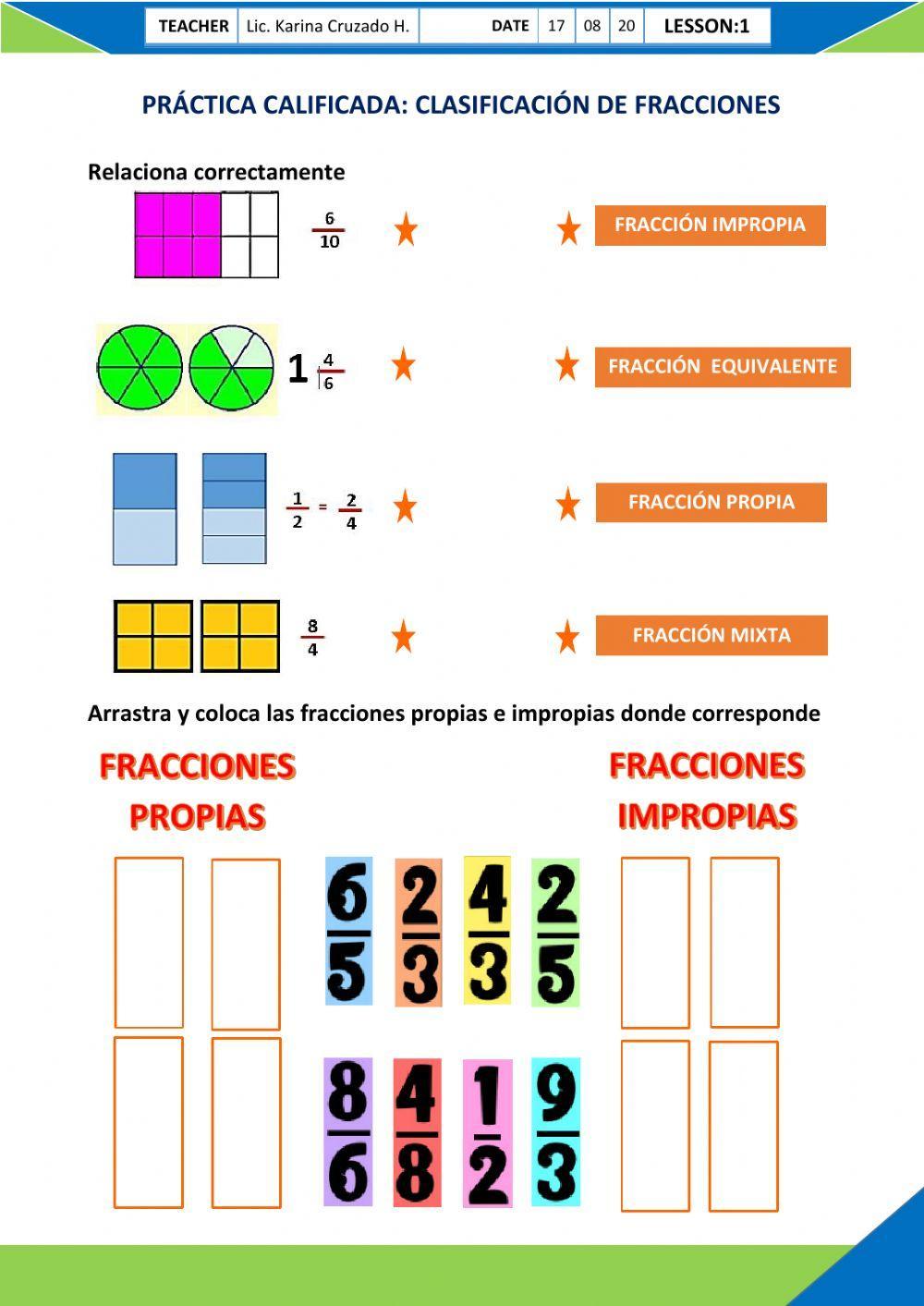 Clasificación de fracciones