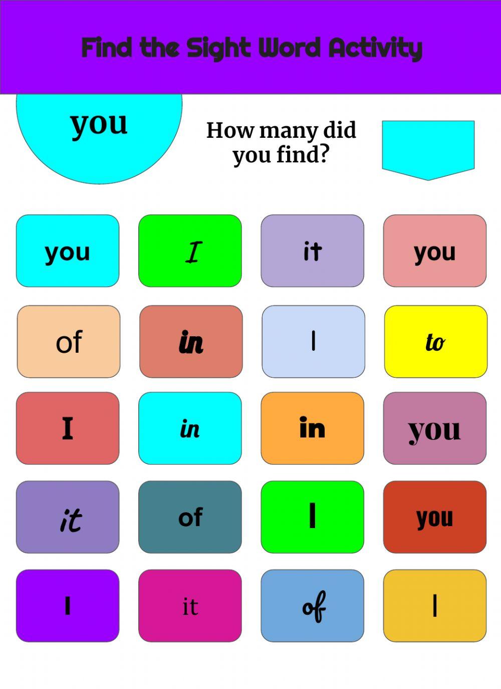 Find the Sight Word List 1 Week 2
