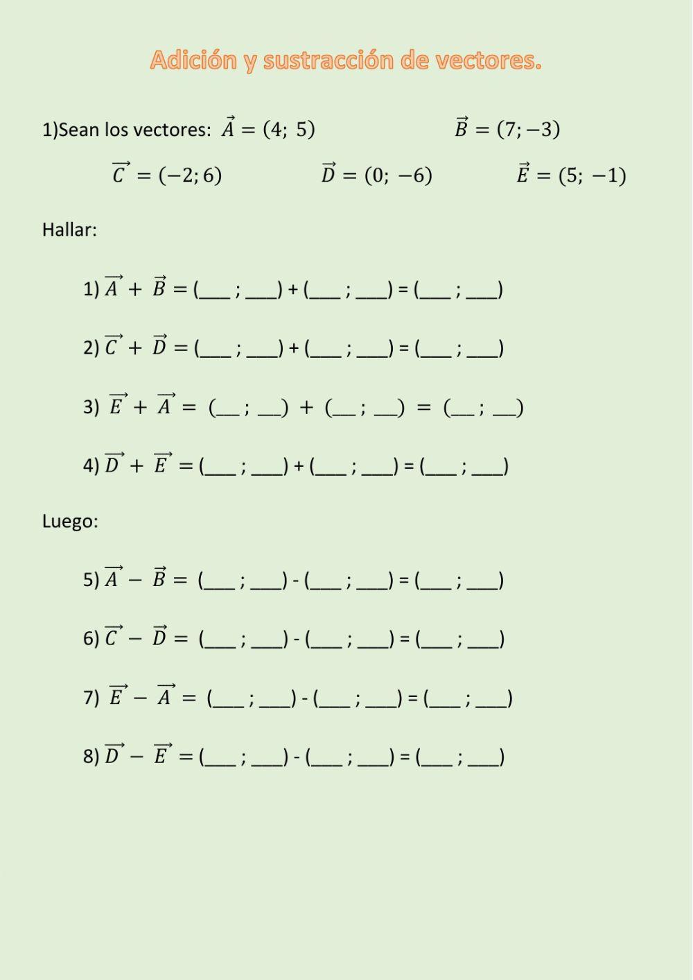 Suma y resta vectores