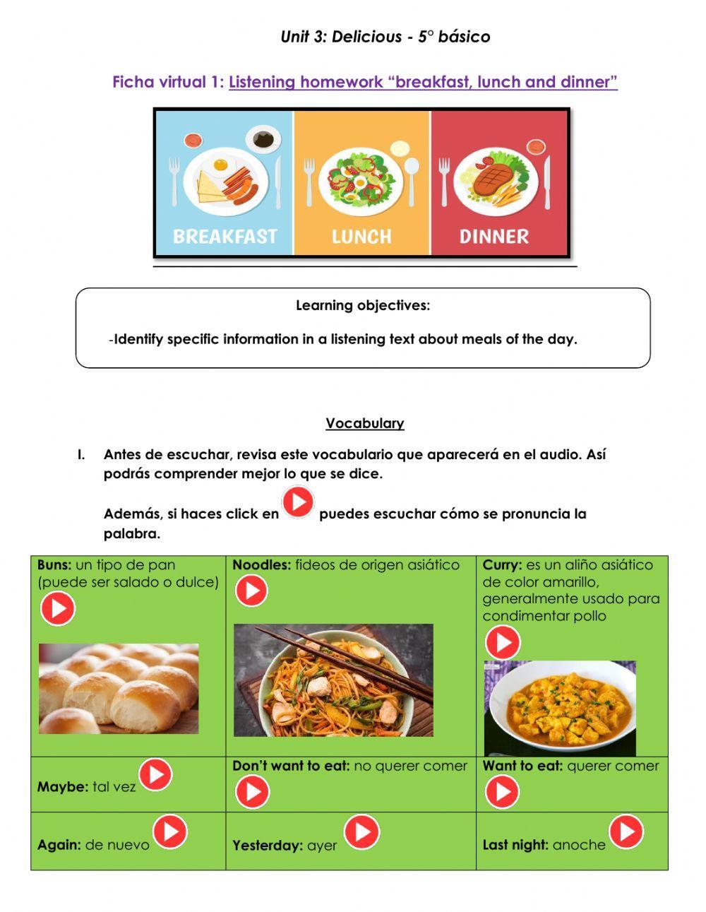 Breakfast, lunc… | Free Interactive Worksheets | 327785