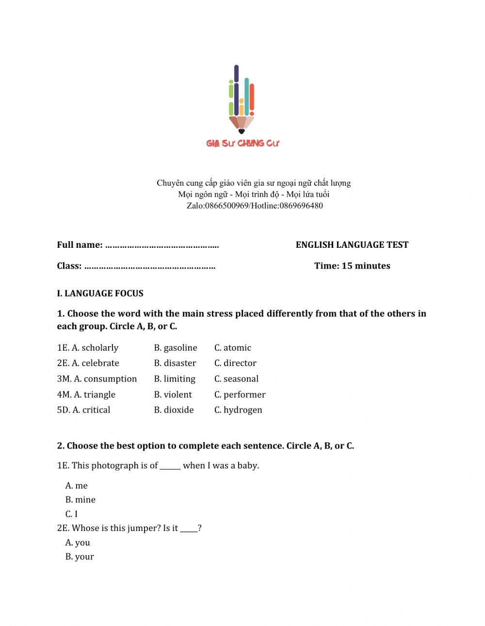 Lớp 7 - Unit 11 TRAVELLING IN THE FUTURE-LANGUAGE FOCUS