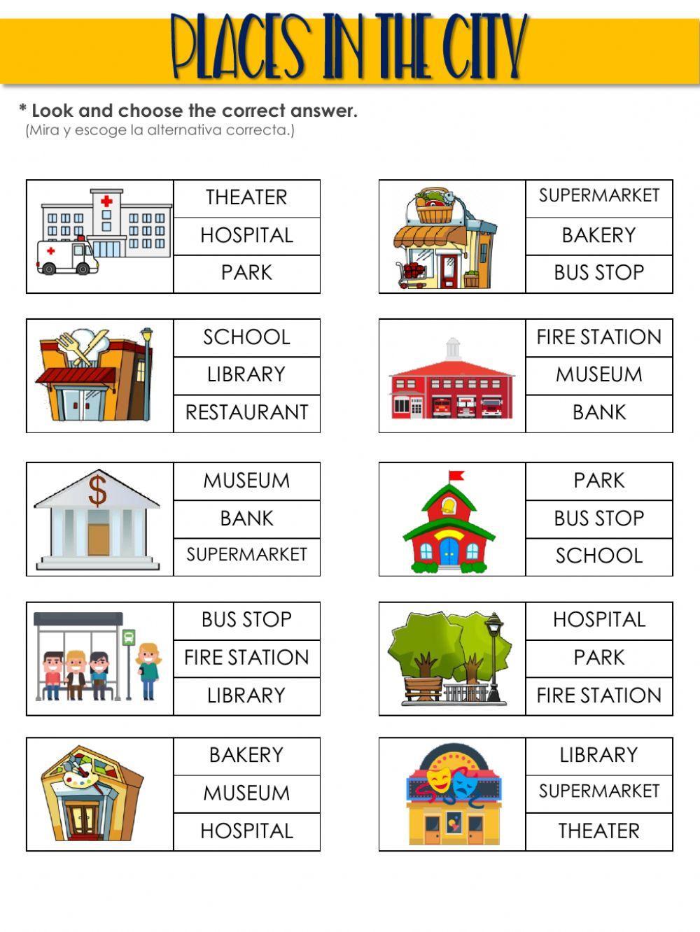 Buildings worksheets. Задания places in the City. Город Worksheets. Здания города задания для детей. Places in the City Worksheets.
