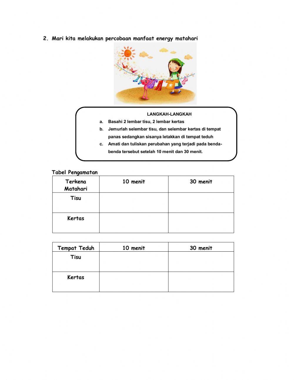 Sumber energi matahari kelas 4