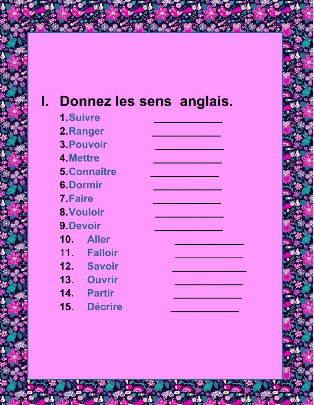 Les verbes irréguliers