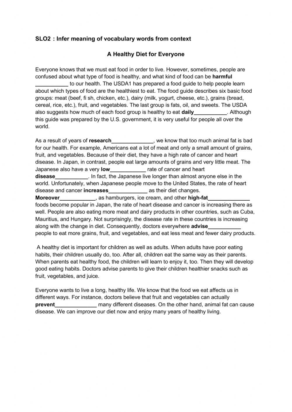 Context clues (healthy diets)