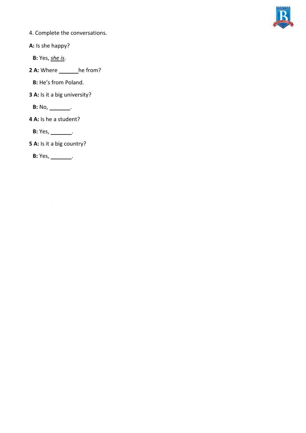 Verb to be - Speakout starter