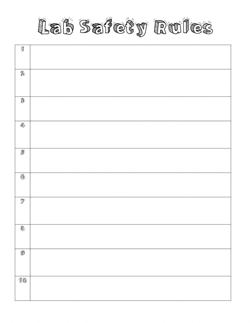 Lab Safety Rules worksheet Live Worksheets