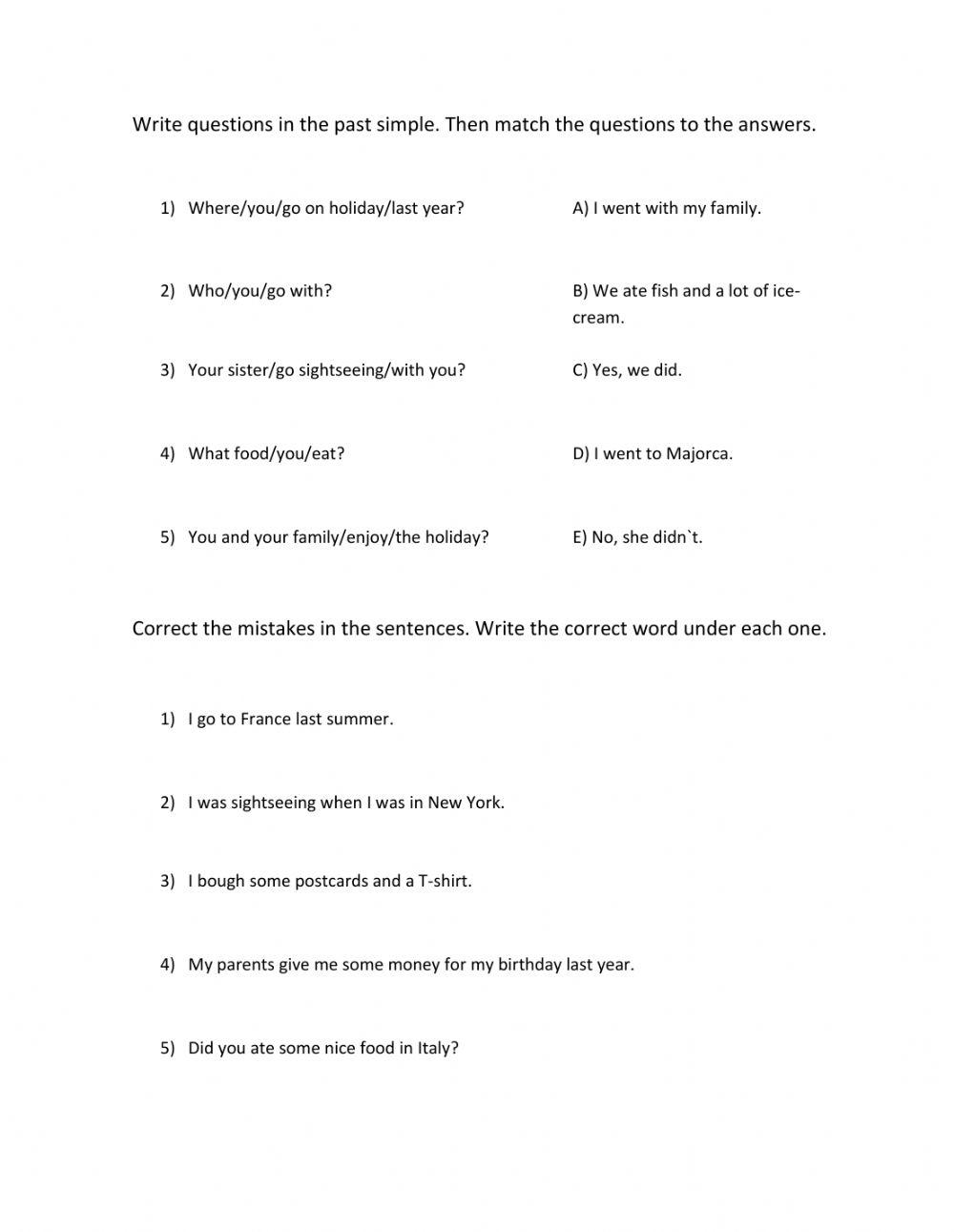 Past simple irregular verbs