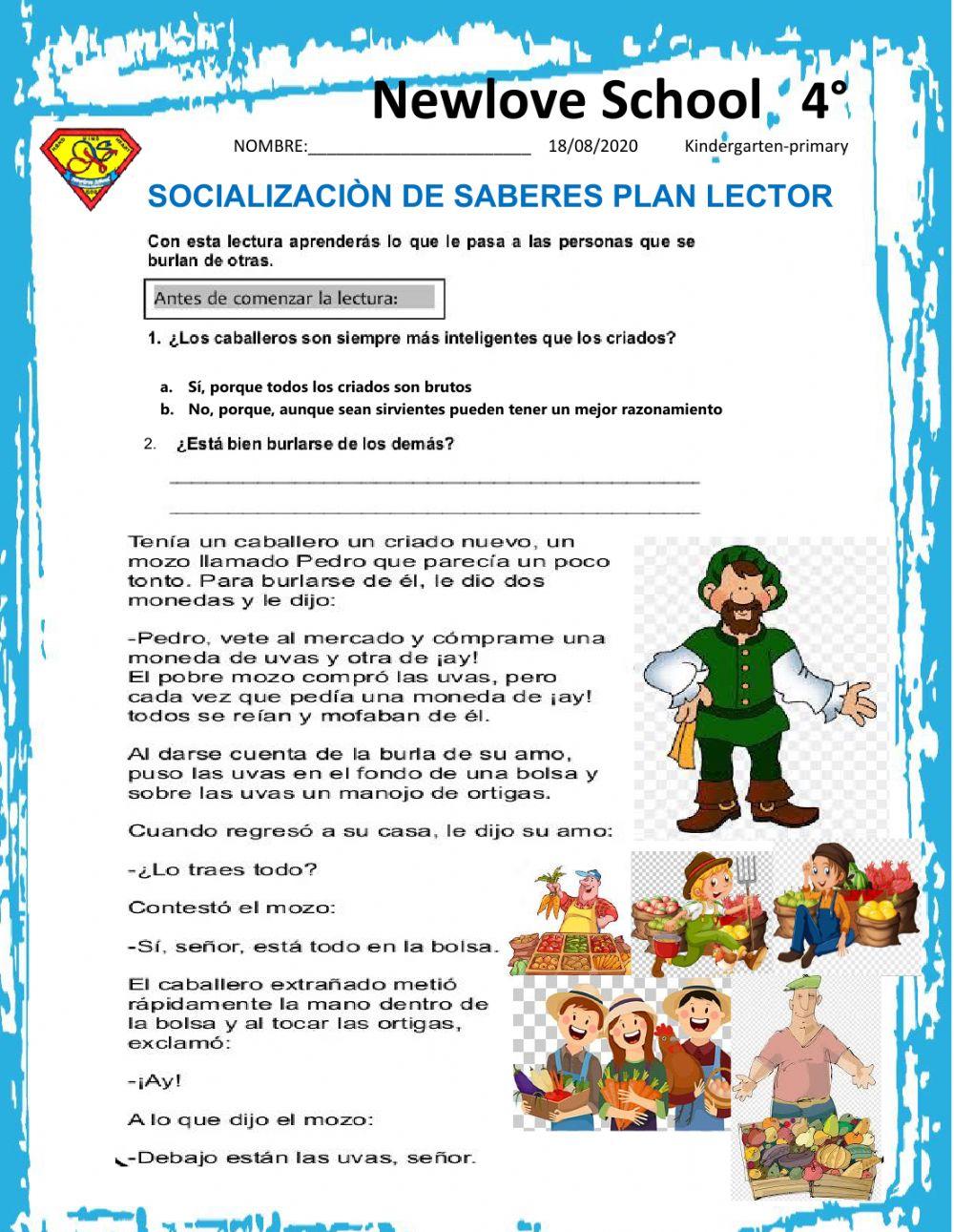SOCIALIZACION DE SABERES DE PLAN LECTOR 4º