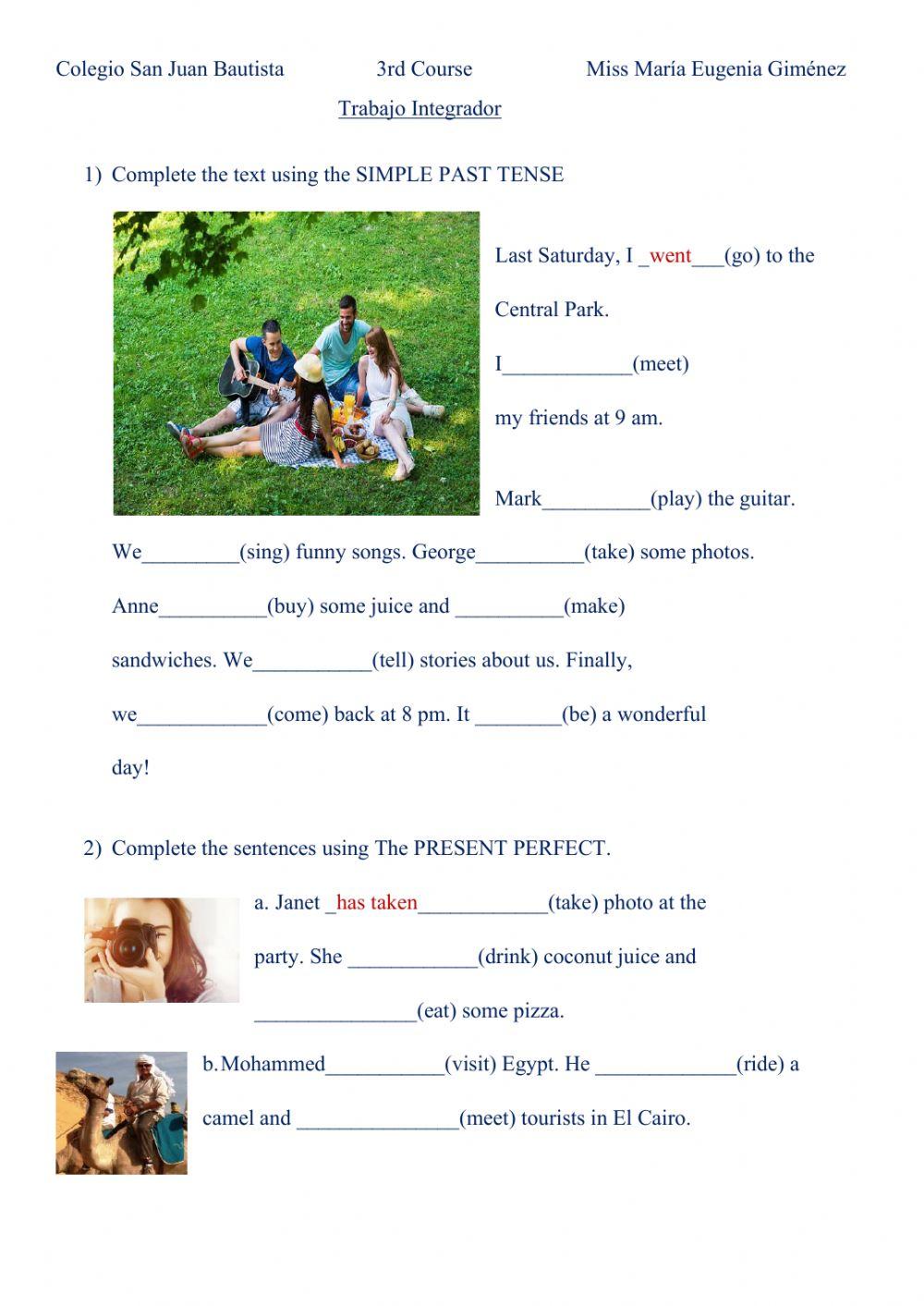 PRESENT PERFECT, SIMPLE PAST AND SIMPLE PRESENT 3ER COURSE