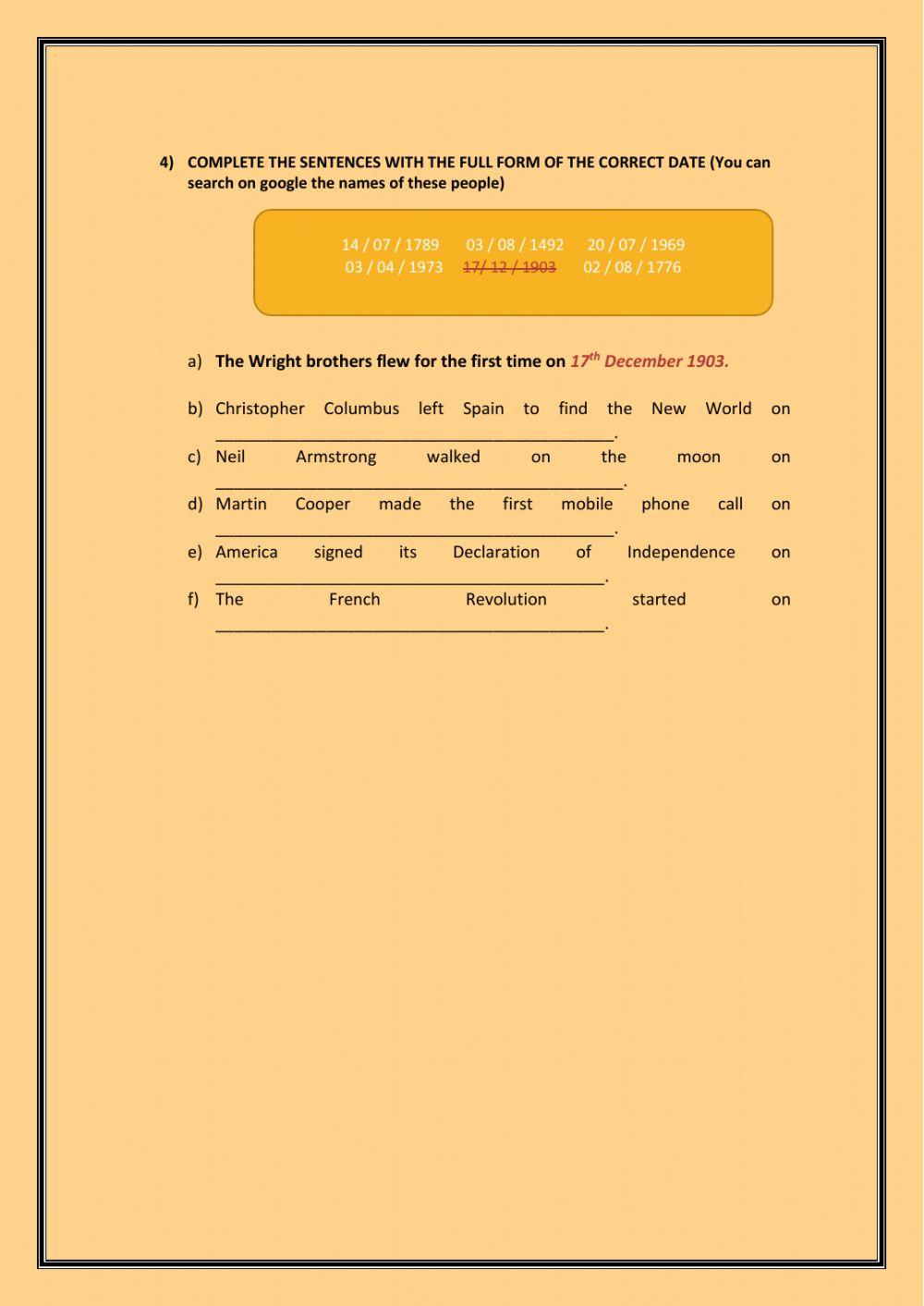 PAST SIMPLEL - DATES 
