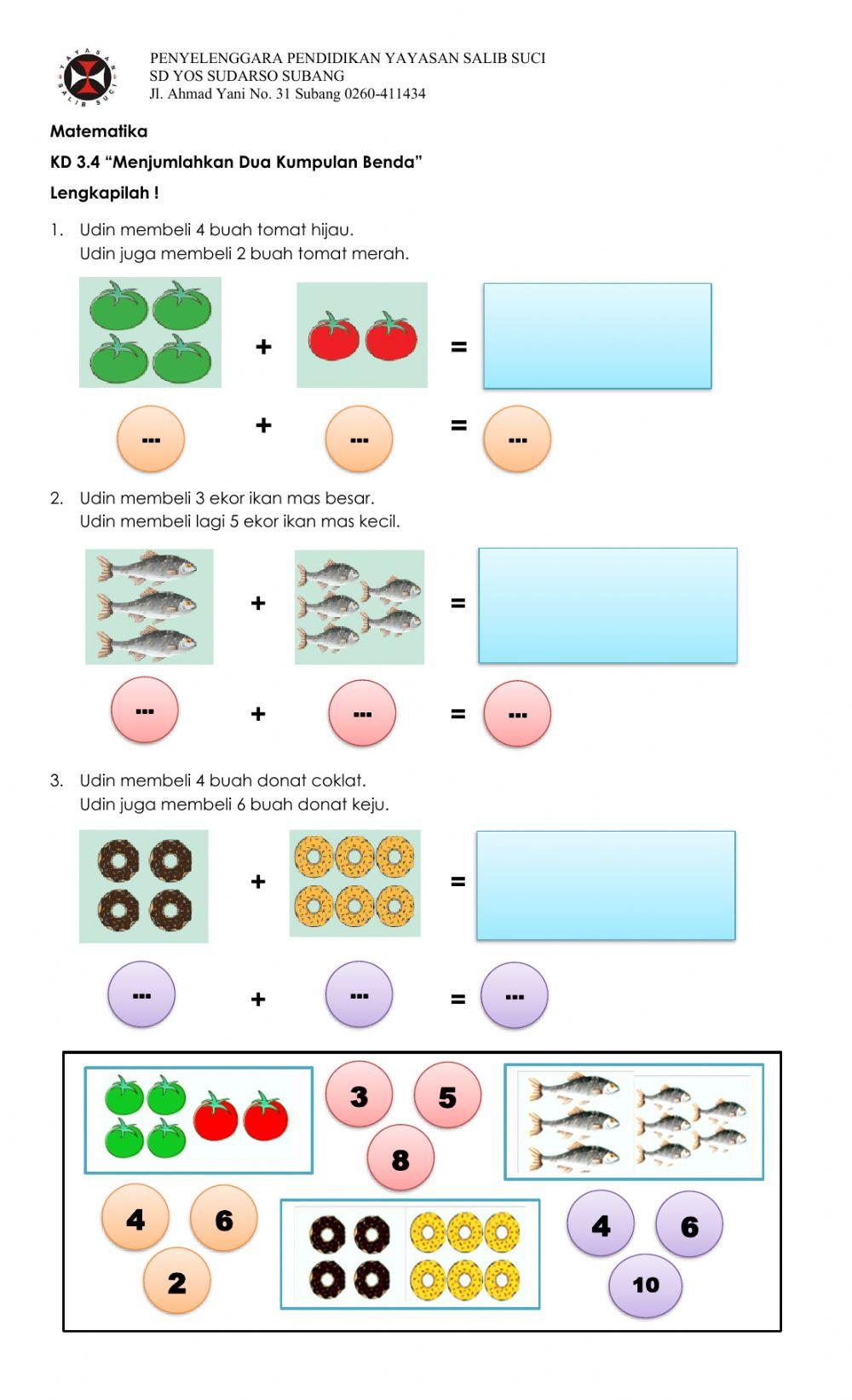 Menjumlahkan 2 Kumpulan Benda