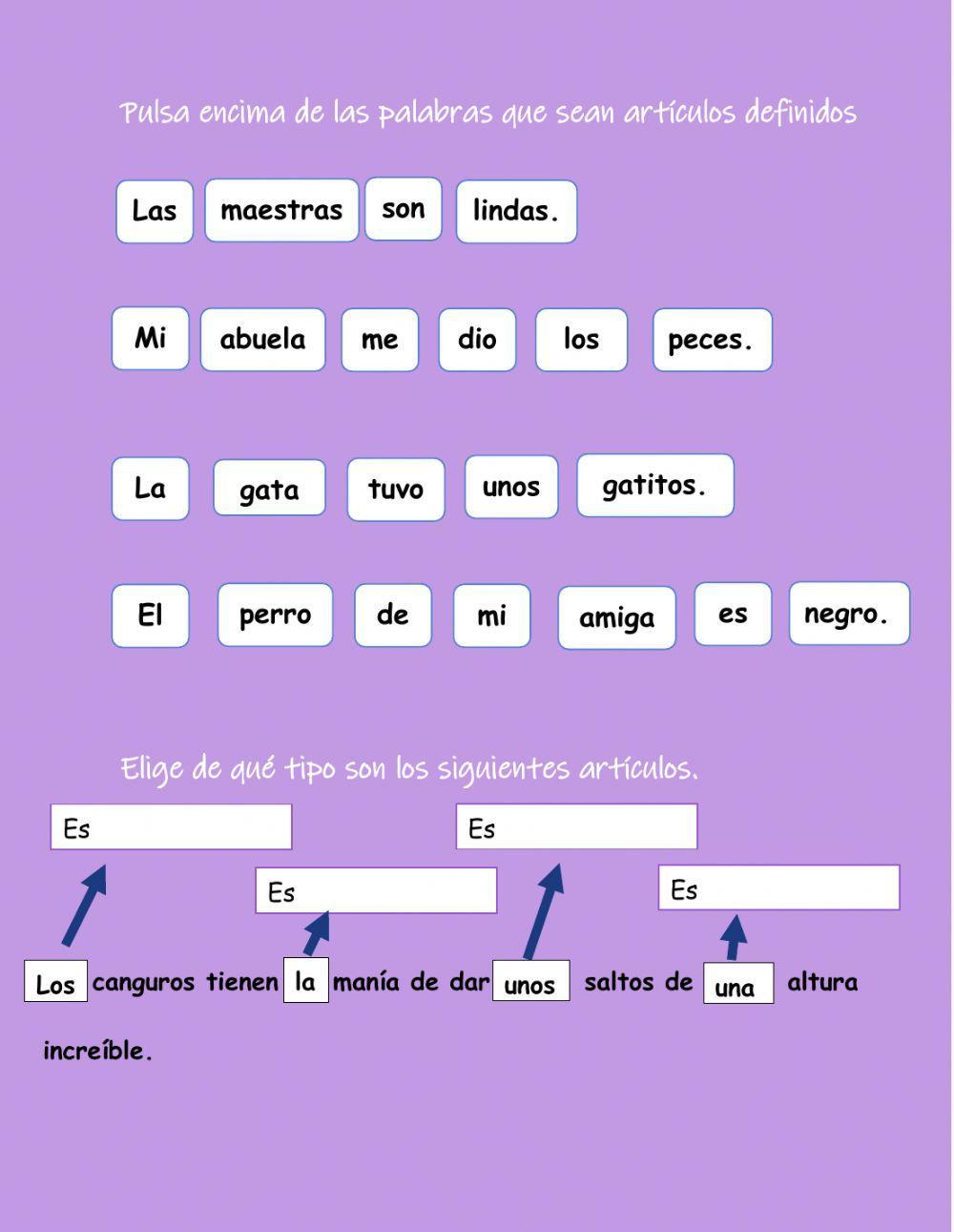 Los artículos free worksheet Live Worksheets
