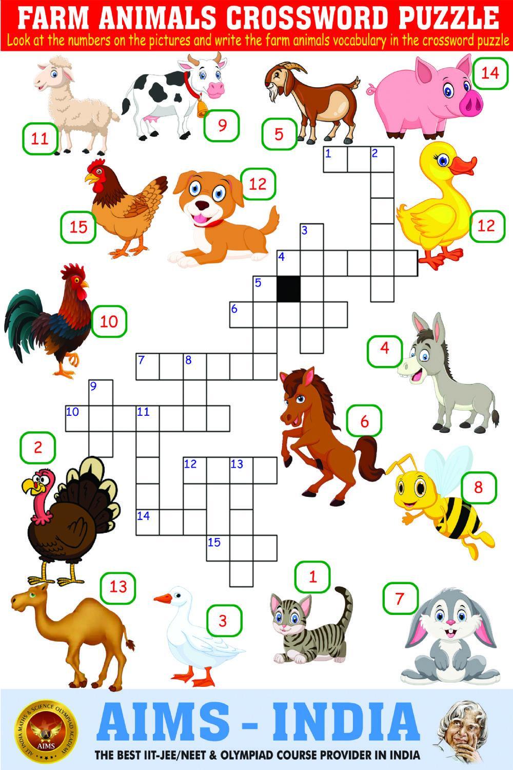 Farm animals crossword puzzle