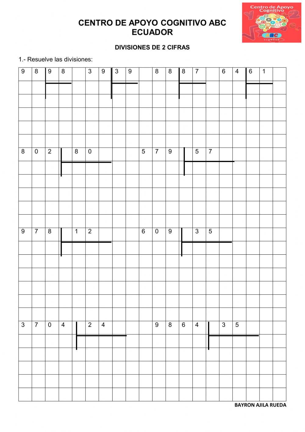 Divisiones de 2 cifras