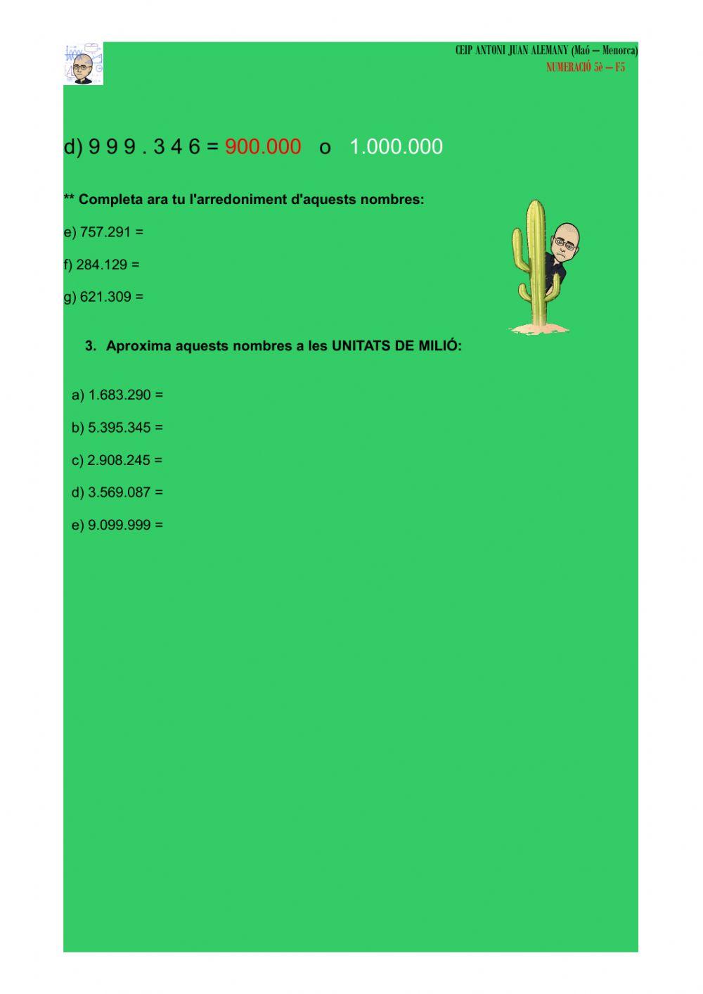 Numeració: arredonir nombres naturals