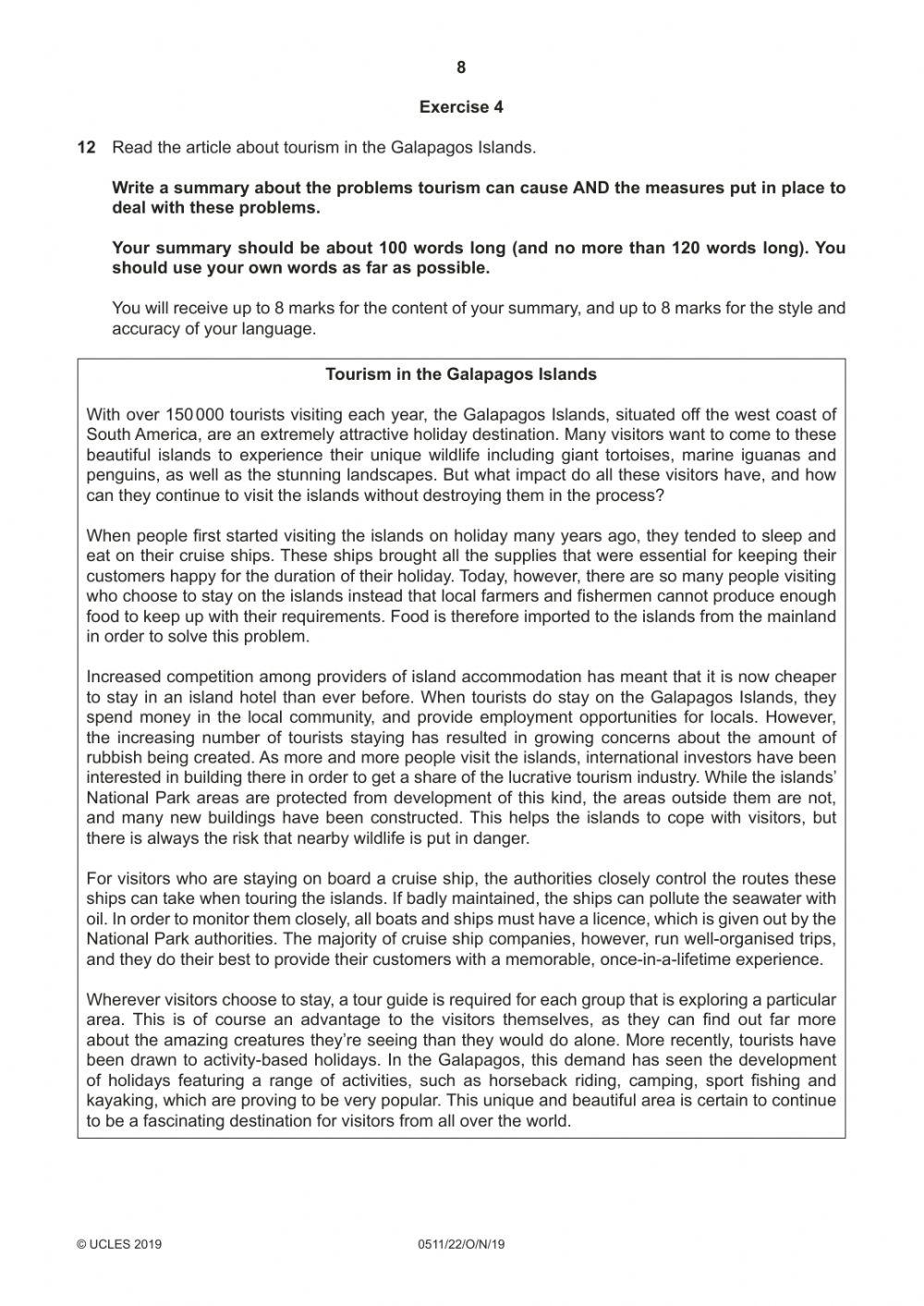 Igcse paper 2 reading component 0511 o n 19 22 online exercise for
