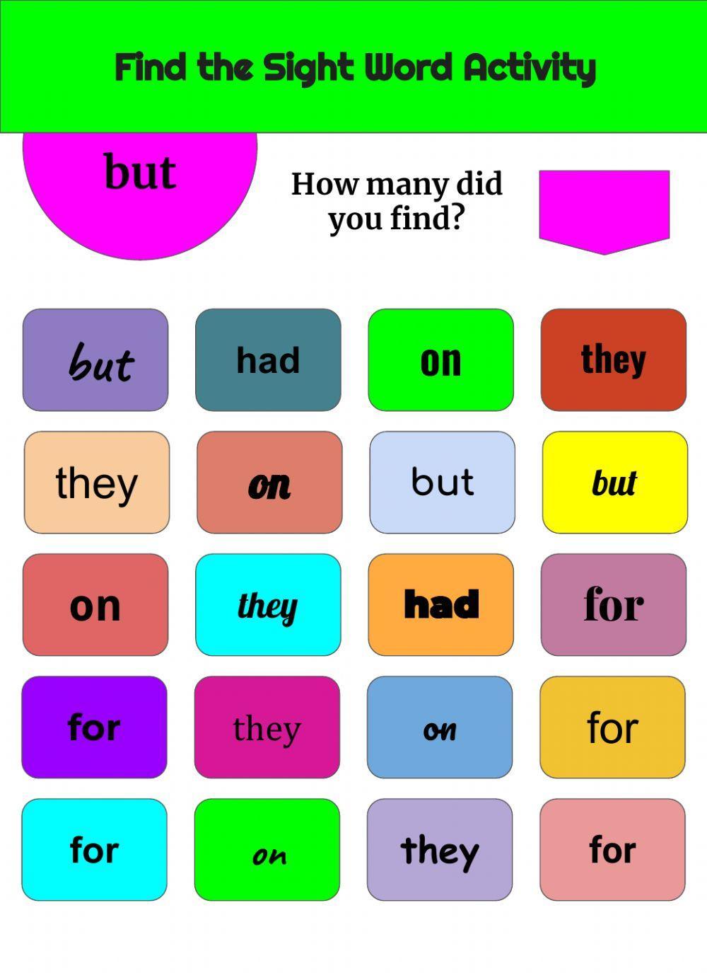 Find the Sight Word List 1 Week 4