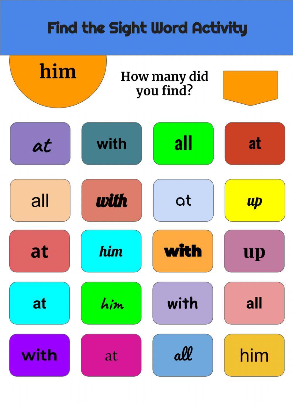 Find the Sight Word List 1 Week 5