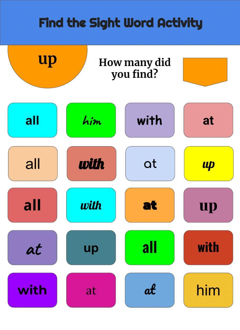 Find the Sight Word List 1 Week 5
