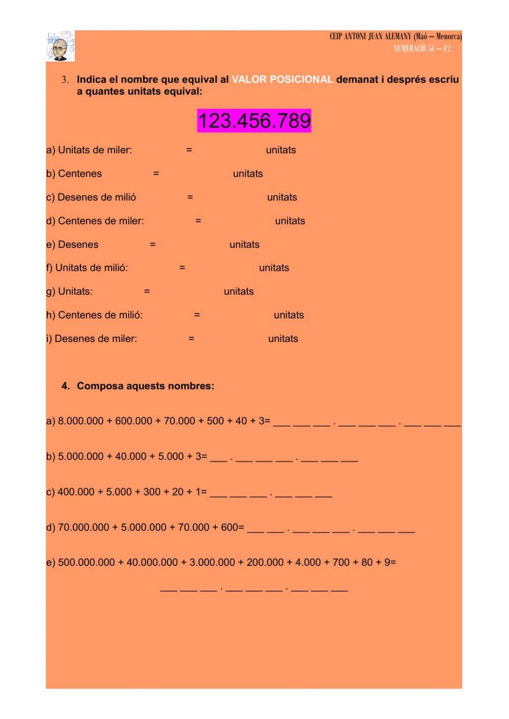 Numeració: el valor posicional de les xifres