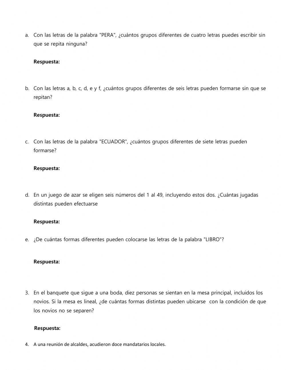 Permutación sin repetición