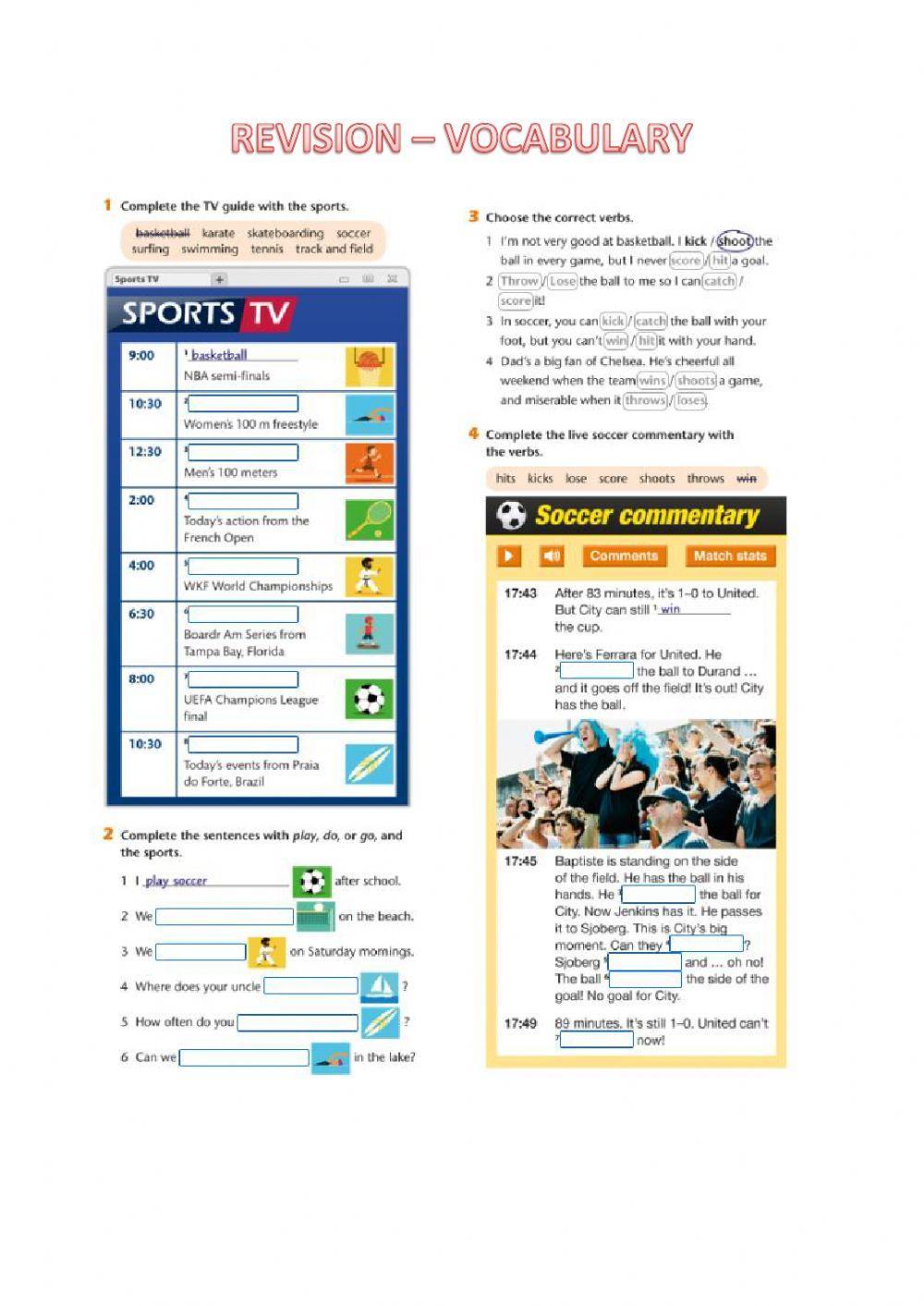 Vocabulary - sports