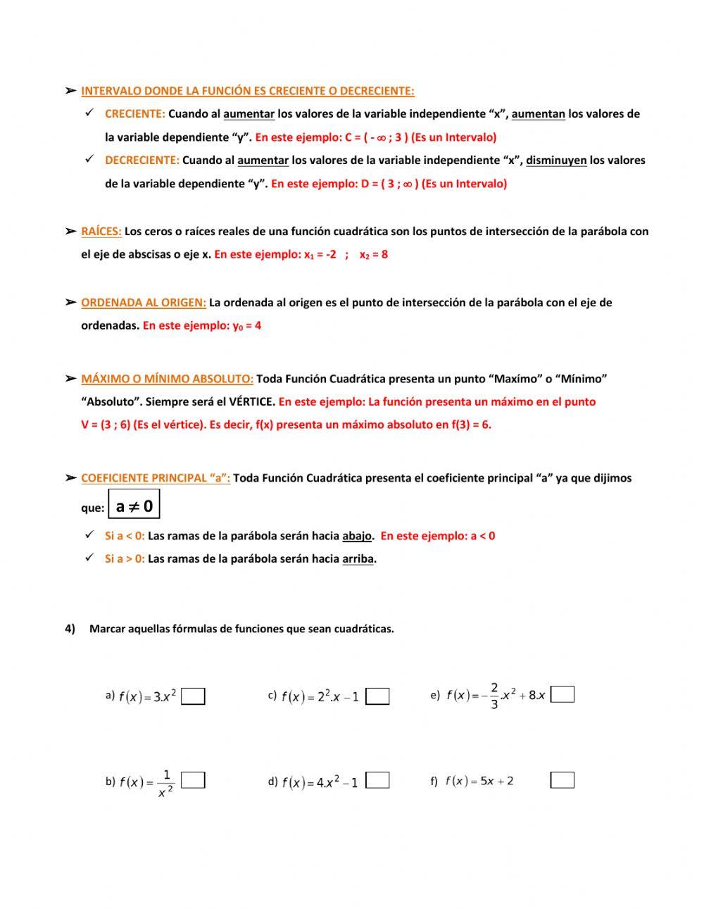 Análisis de la función cuadrática