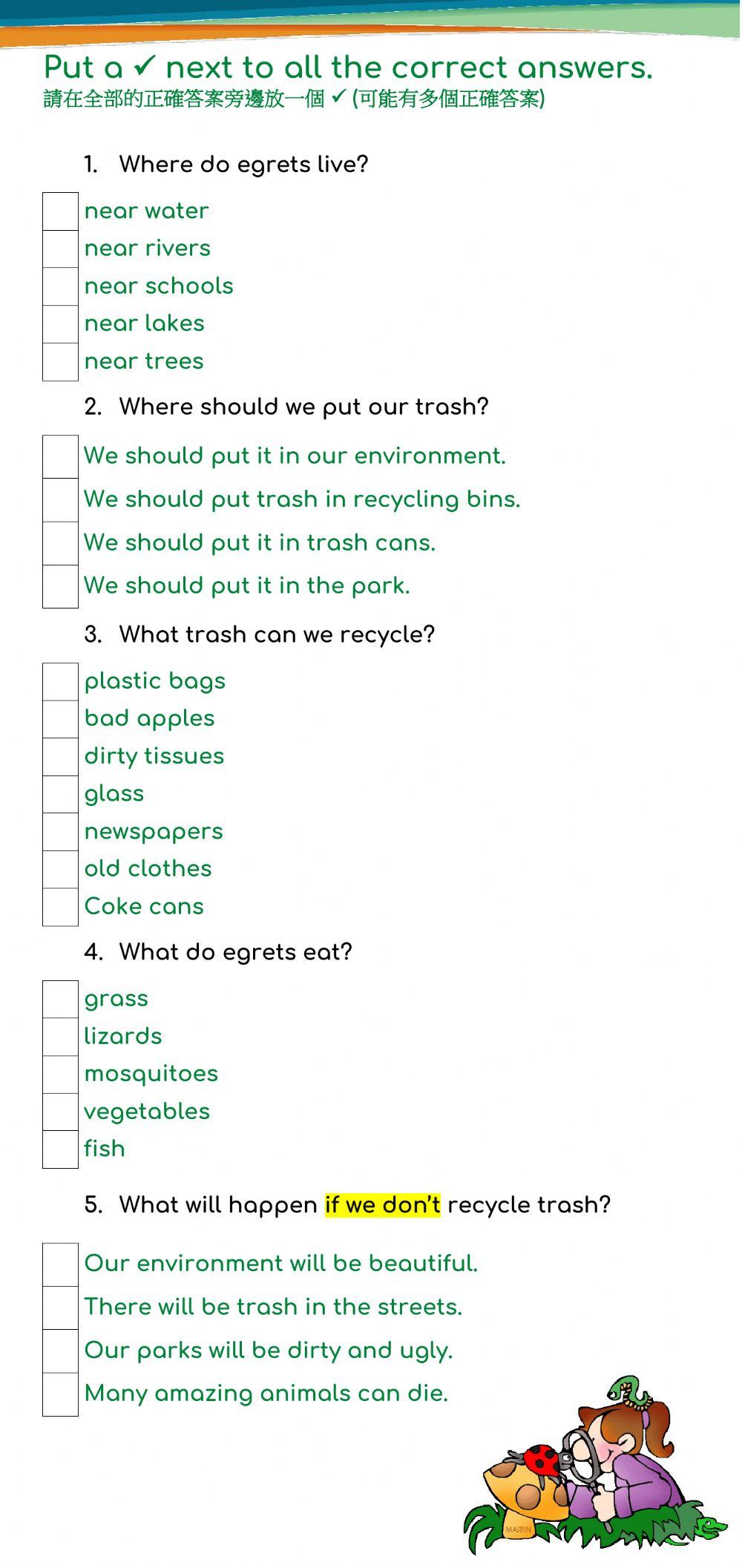 Visiting Schools - Gr. 5-6  Our Environment: Review activity 3