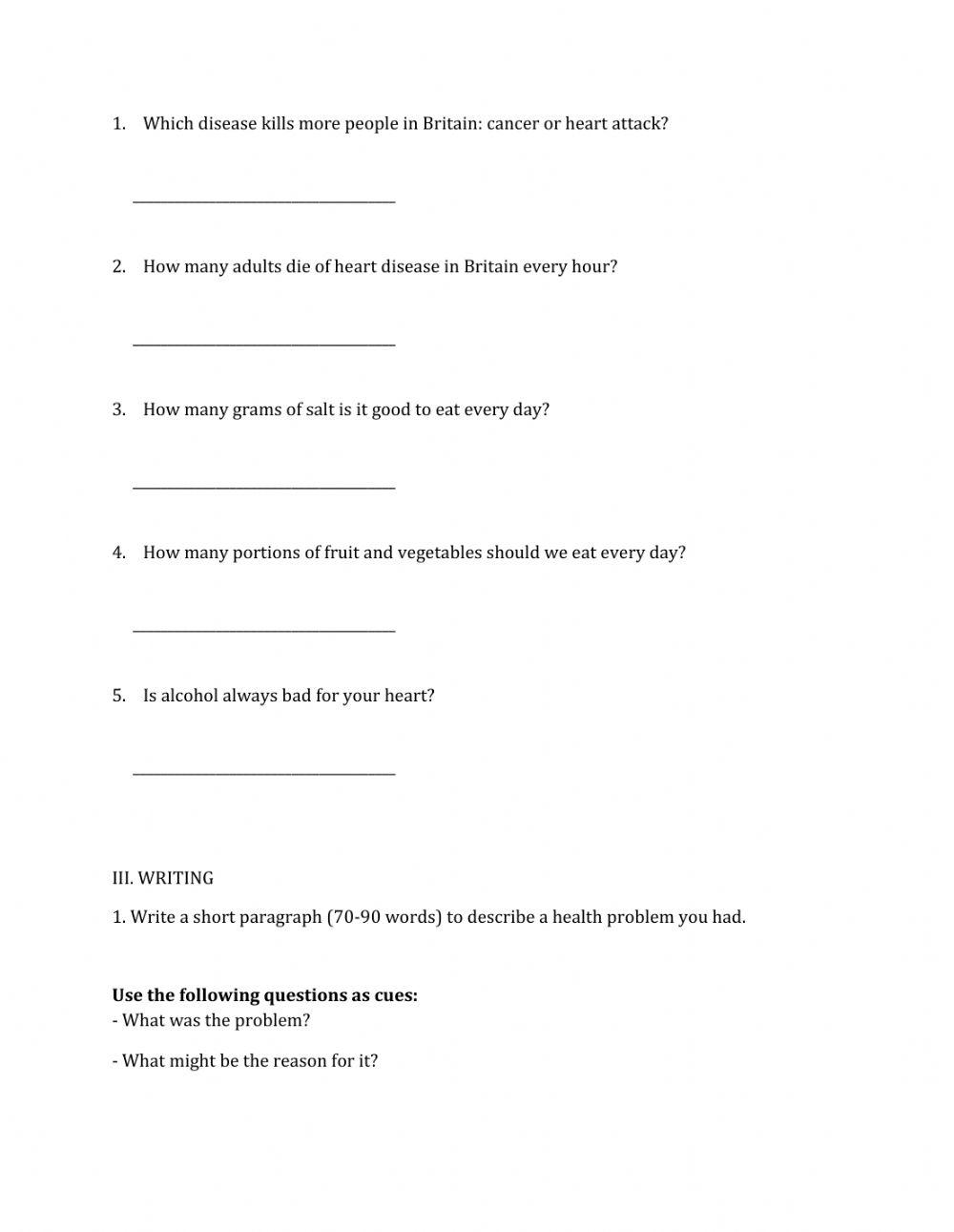 Lớp 7 - Kiểm tra 45 phút số 1 (Unit 1, 2)