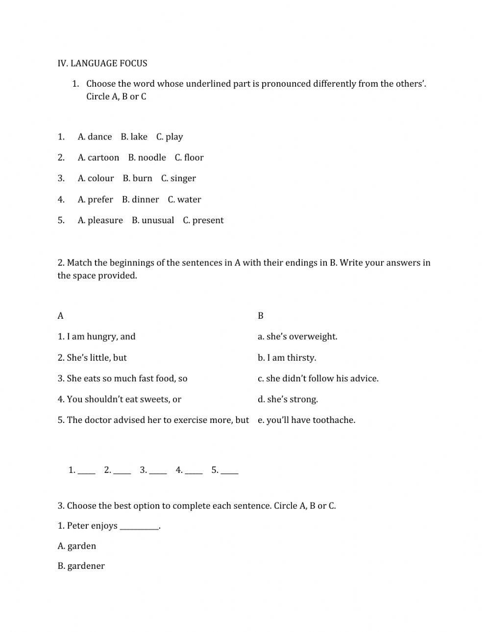 Lớp 7 - Kiểm tra 45 phút số 1 (Unit 1, 2)
