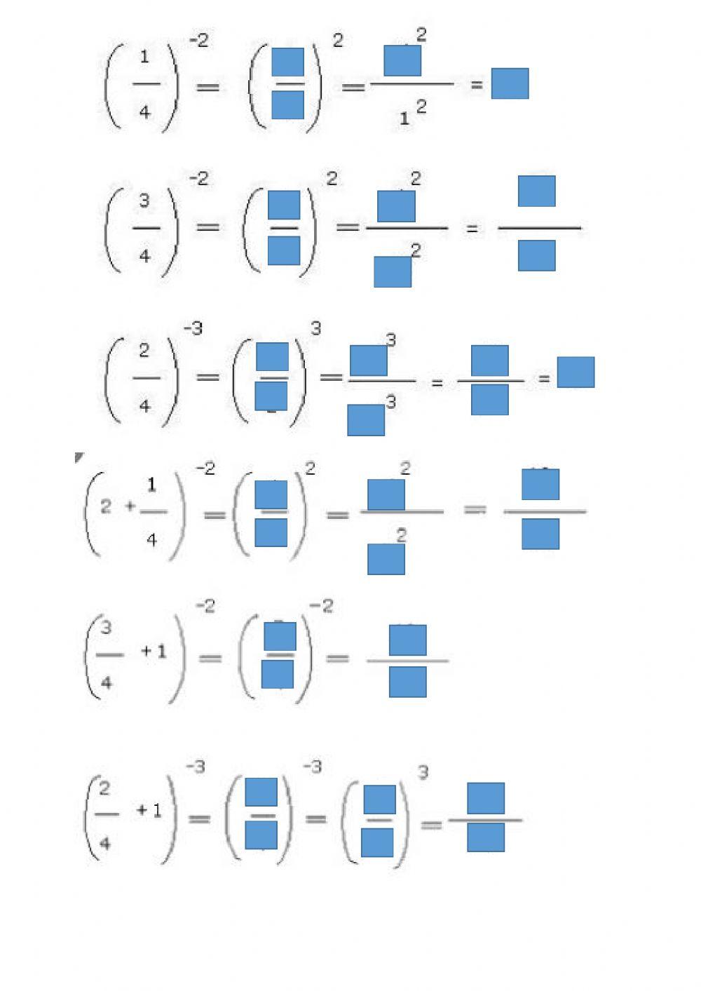Ejercicios de potenciacion