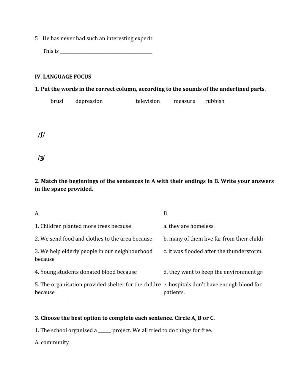 Lớp 7 - Kiểm tra 45 phút số 2 (Unit 3, 4)