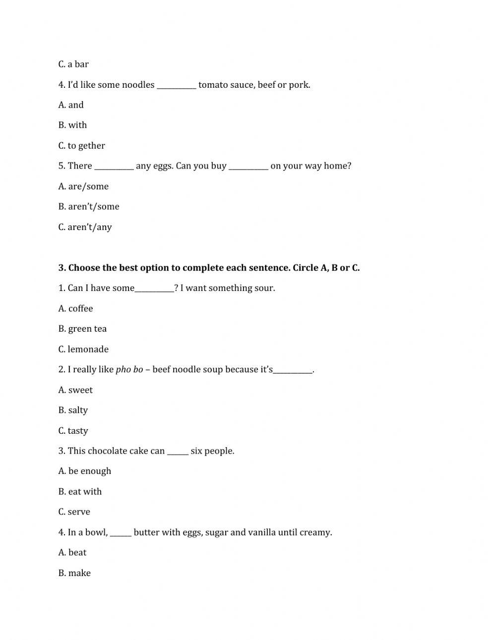 Lớp 7 - Kiểm tra 45 phút số 2 (Unit 4, 5)